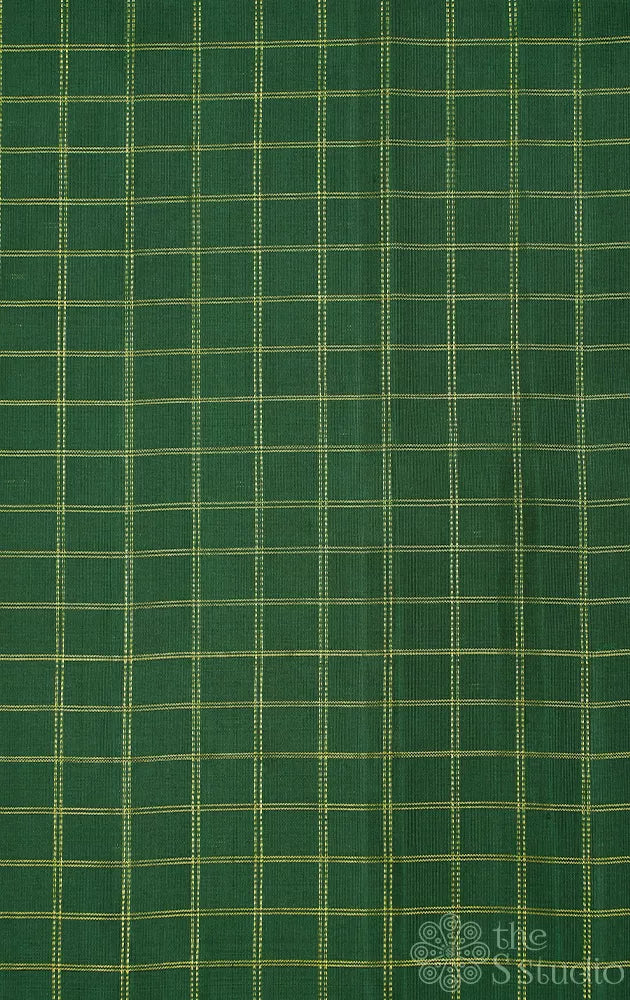 Green checked kanchi silk blouse material