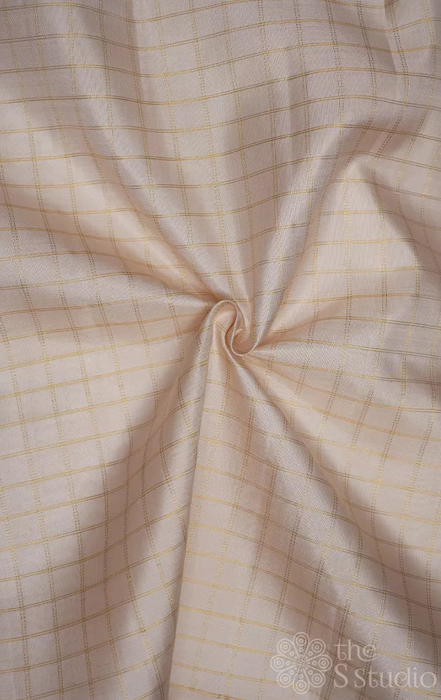 Off white kanchi silk blouse fabric with zari checks