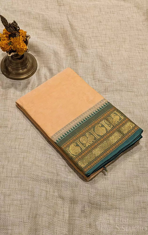 Kanchi cotton saree with annam & paisley border - Pack of 3