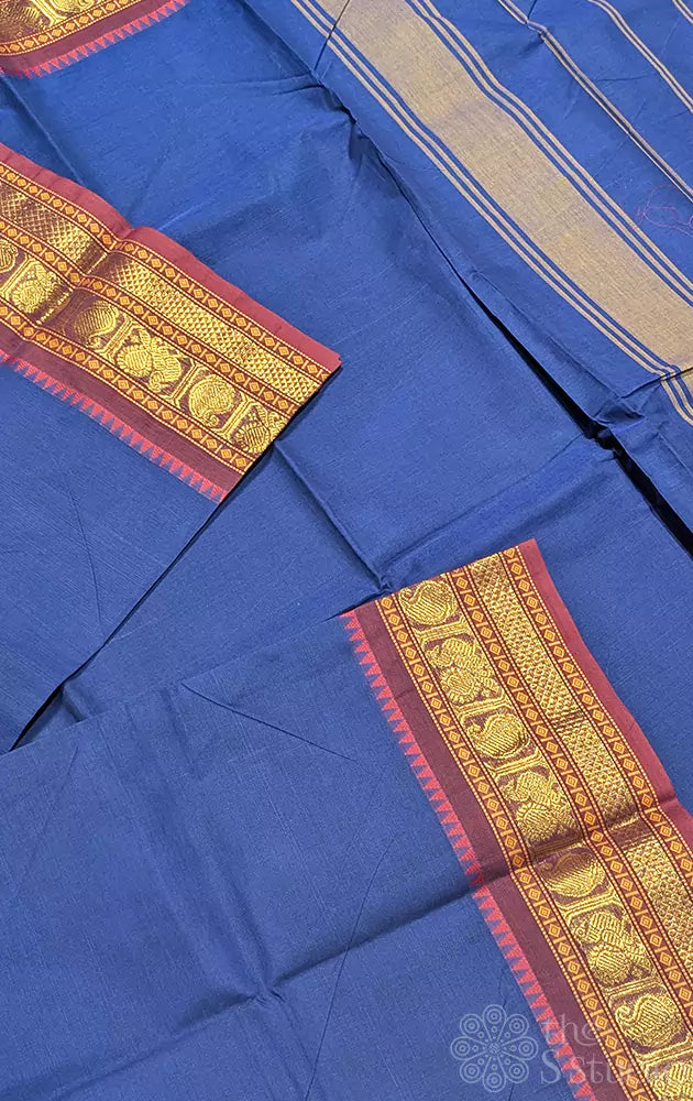 Kanchi cotton saree with annam & paisley border - Pack of 3