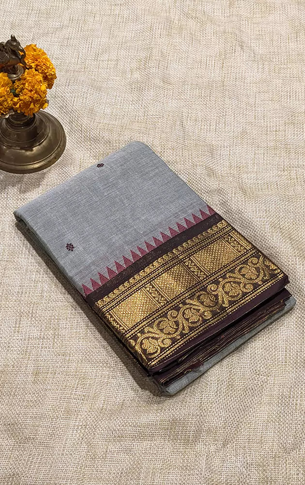 Kanchi cotton saree with box pattern zari border - Pack of 3