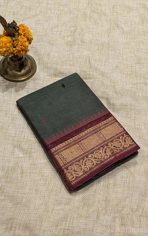 Kanchi cotton saree with box pattern zari border - Pack of 3