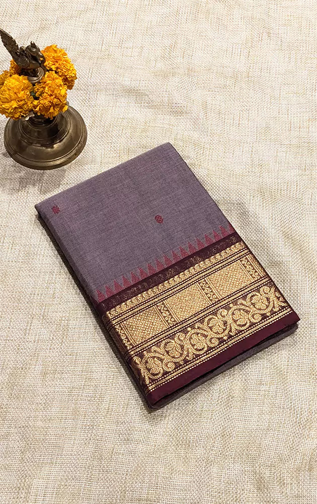 Kanchi cotton saree with box pattern zari border - Pack of 3