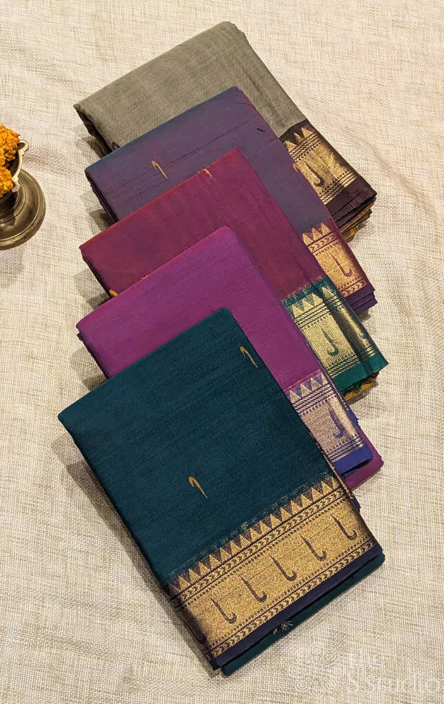 Kanchi cotton saree with paithani border - Pack of 5