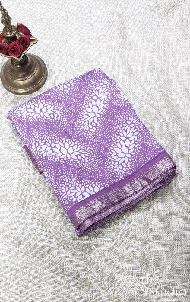 Semi silk saree with small border & floral prints - Pack of 3