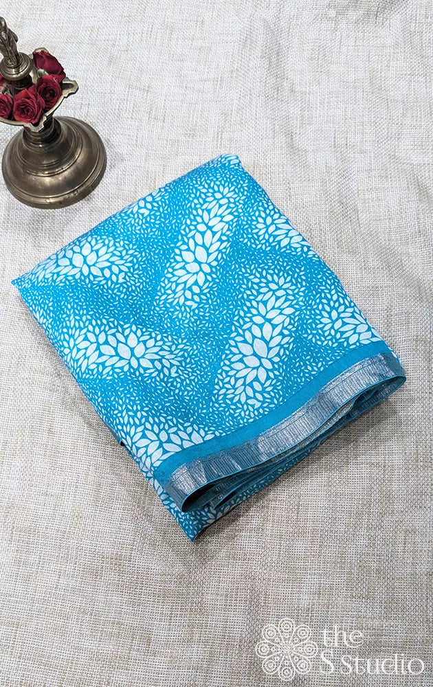 Semi silk saree with small border & floral prints - Pack of 3