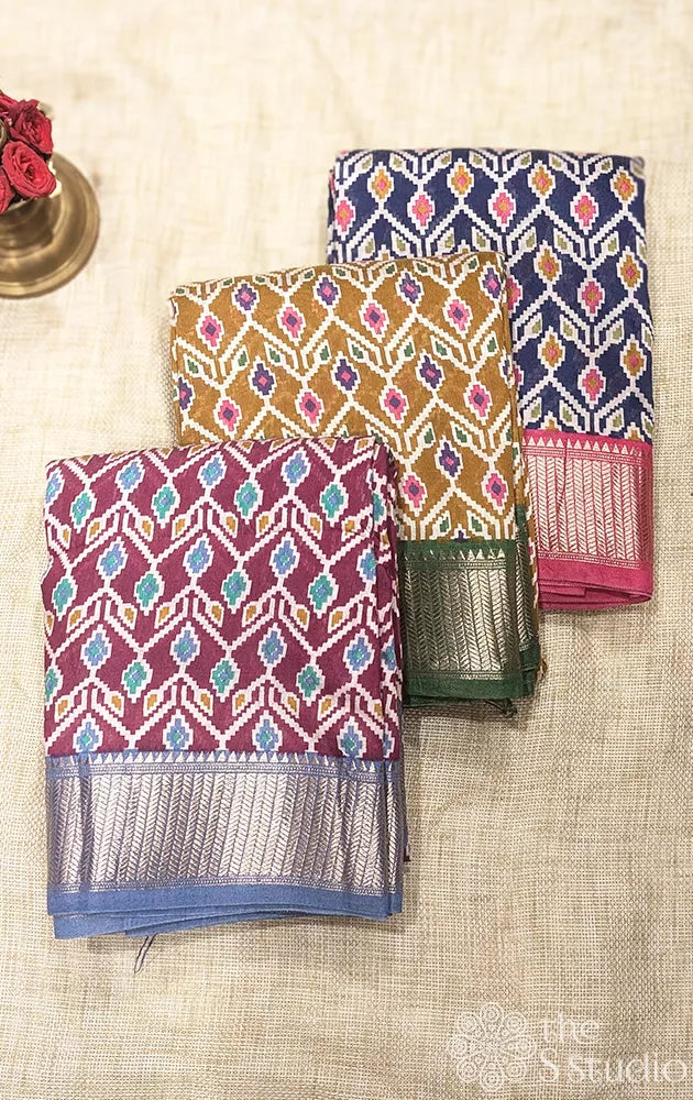 Semi silk saree with zig zag pattern - Pack of 3