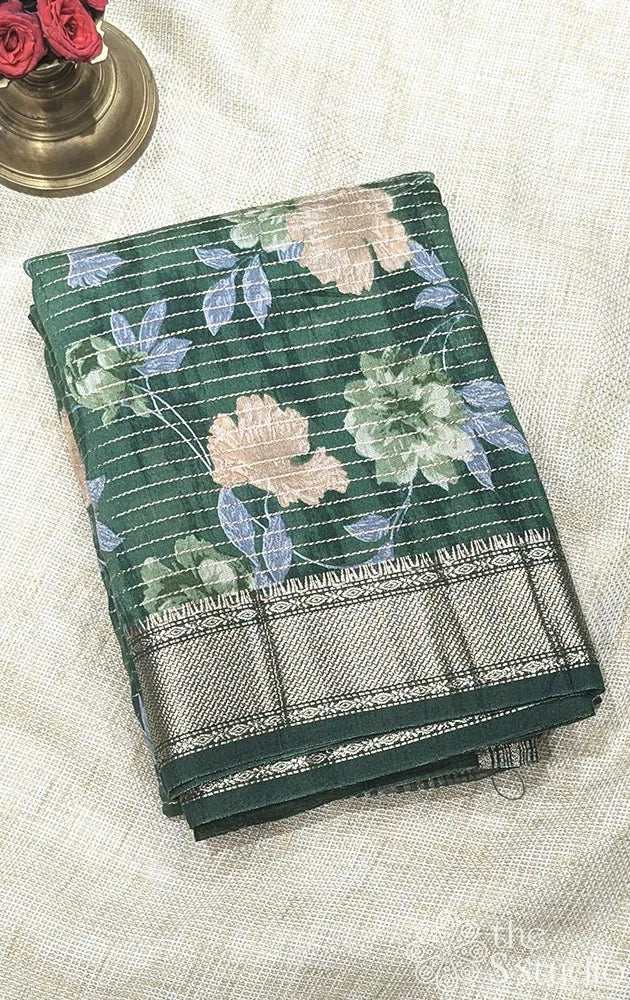 Semi silk saree with threadlines and floral prints - Pack of 3