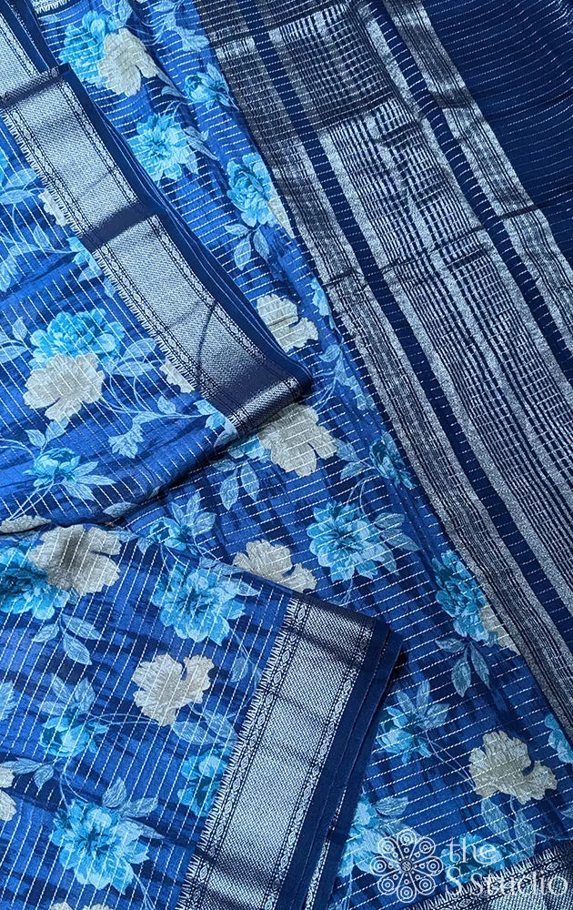 Semi silk saree with threadlines and floral prints - Pack of 3