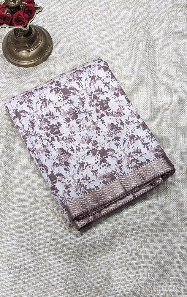 Semi silk saree with zari checks & floral prints - Pack 3