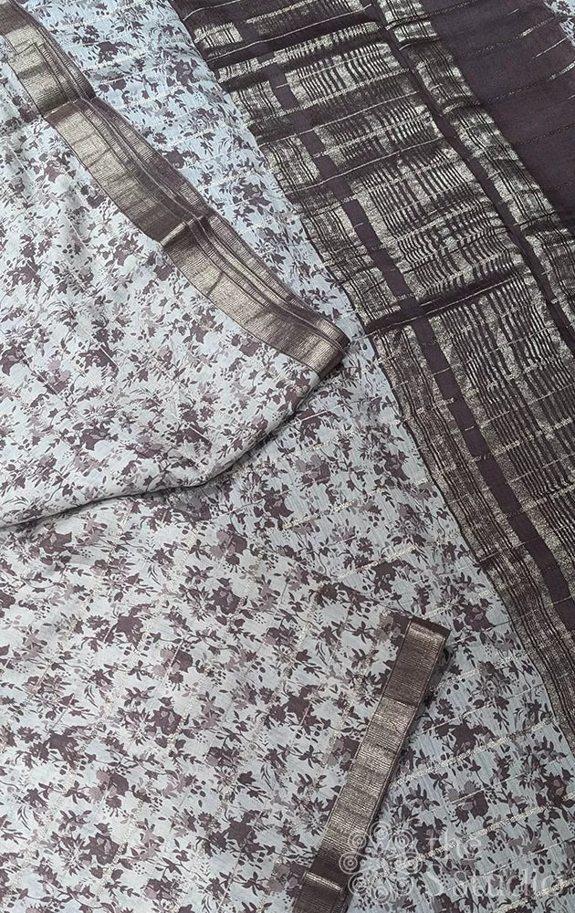 Semi silk saree with zari checks & floral prints - Pack 3