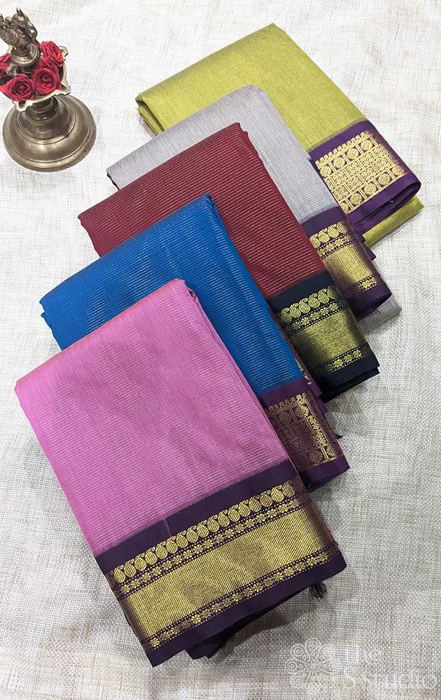 Semi silk saree with vairaoosi zari lines - Pack of 5