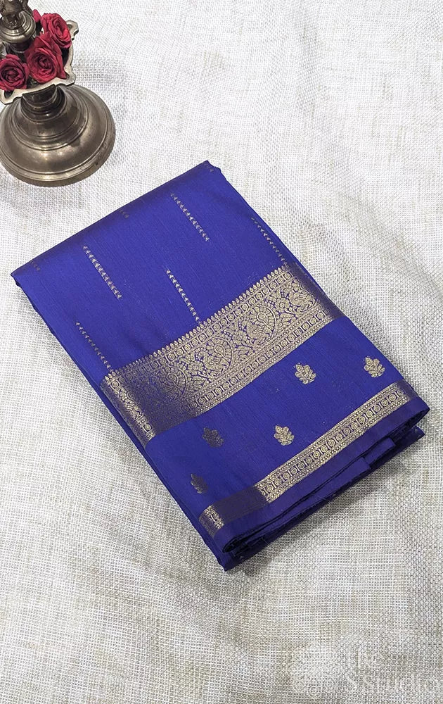 Semi silk saree with zari border and buttas - Pack of 5