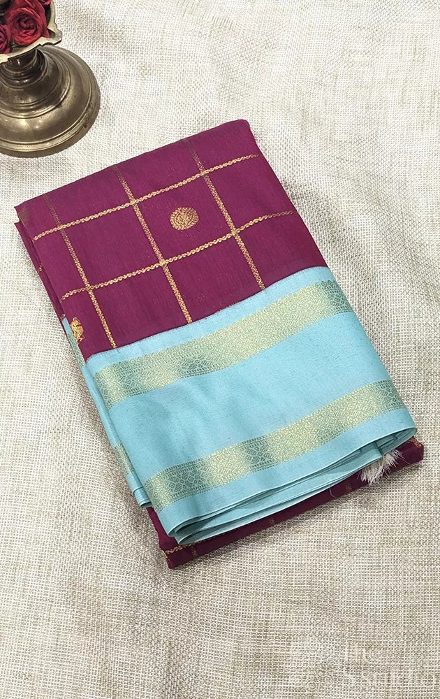 Semi silk saree with checks and rettaipet border - Pack of 3