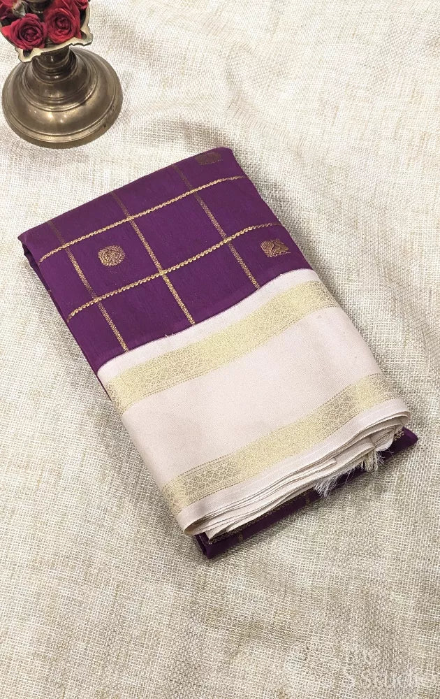 Semi silk saree with checks and rettaipet border - Pack of 3