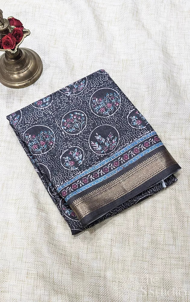 Semi silk saree with small round motis - Pack of 5