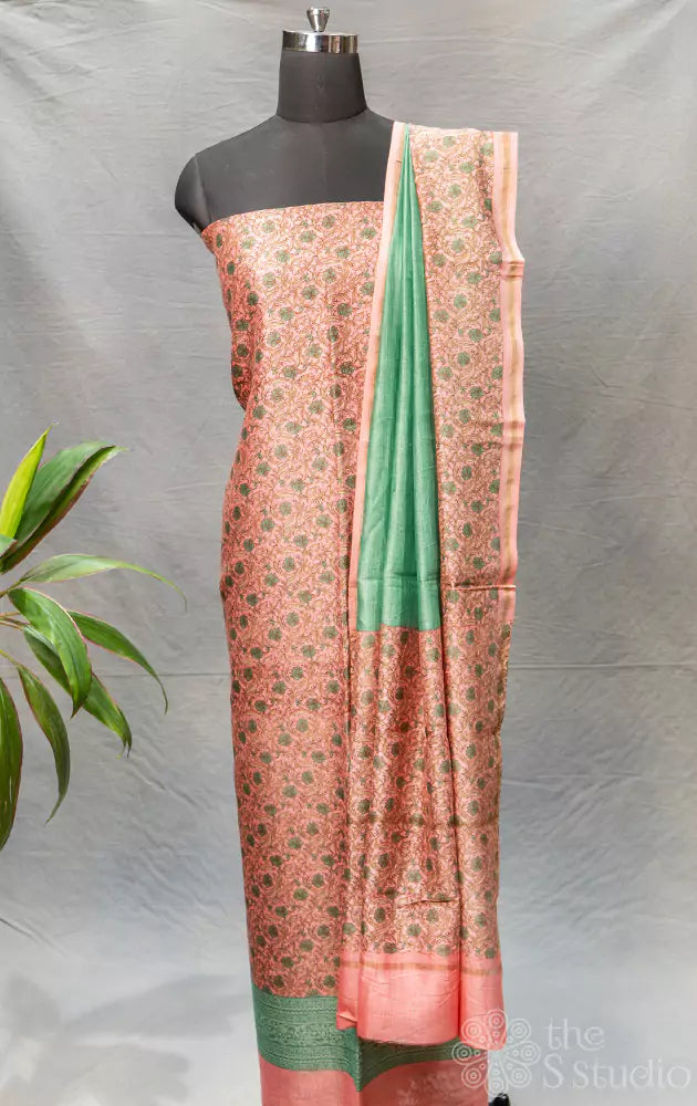 Pink floral print maheshwari silk cotton salwar set 