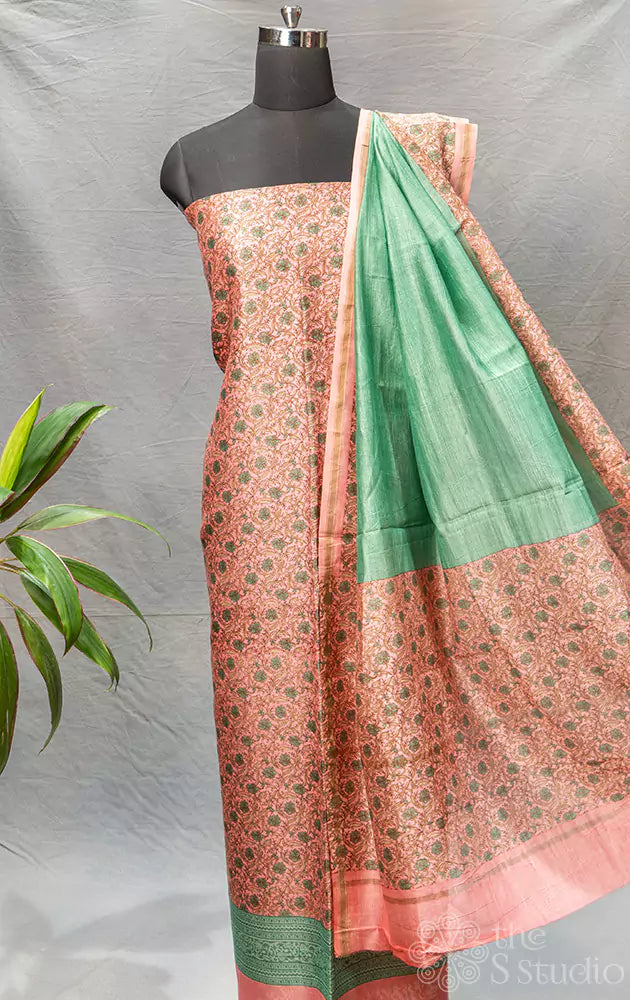 Pink floral print maheshwari silk cotton salwar set