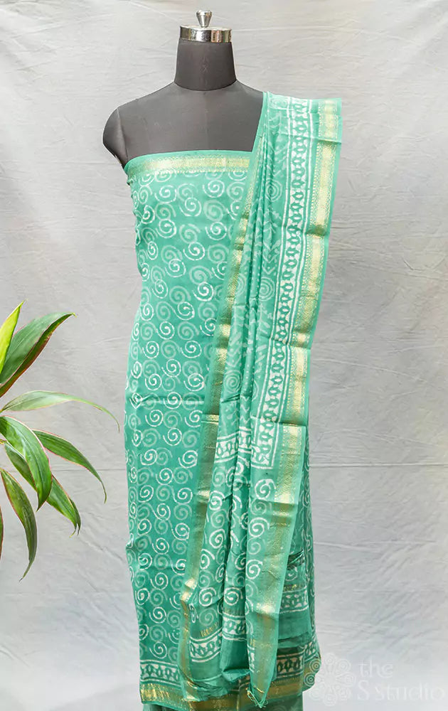 Green printed maheshwari cotton salwar set