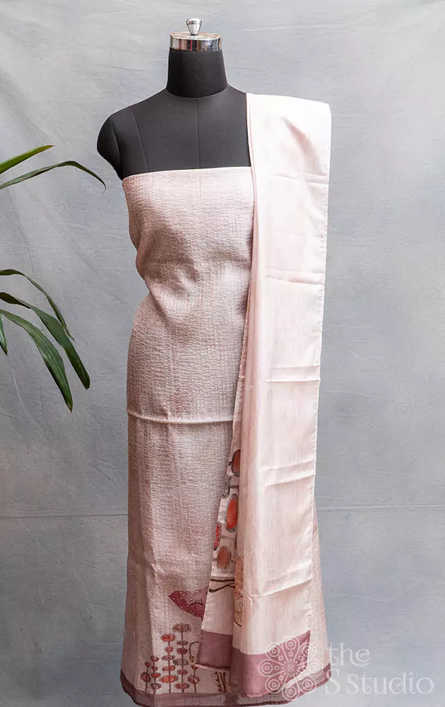 Light pink tissue silk salwar set with matching dupatta