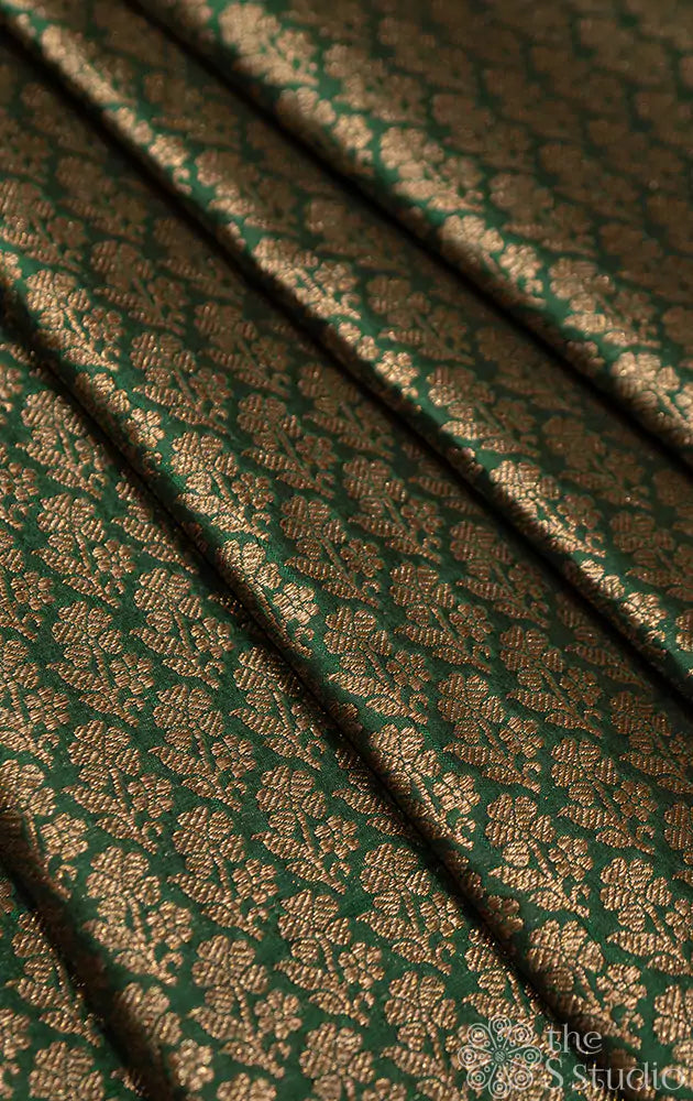 Green banarasi pure silk brocade blouse material