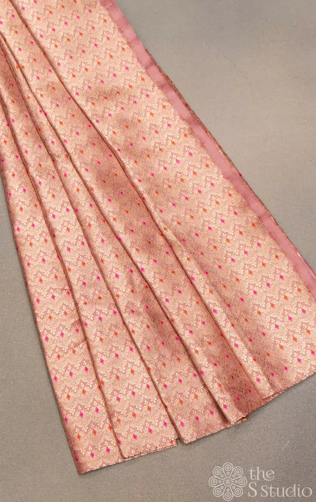 Light pink banarasi pure silk brocade blouse material