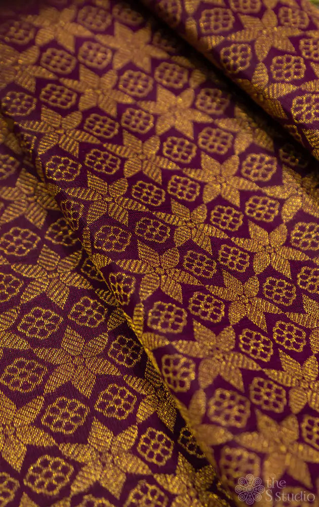 Purple kanchi silk brocade blouse material