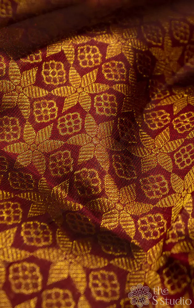 Maroon kanchi silk brocade blouse material