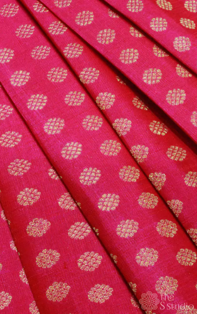 Rani pink kanchi silk blouse material with round motifs