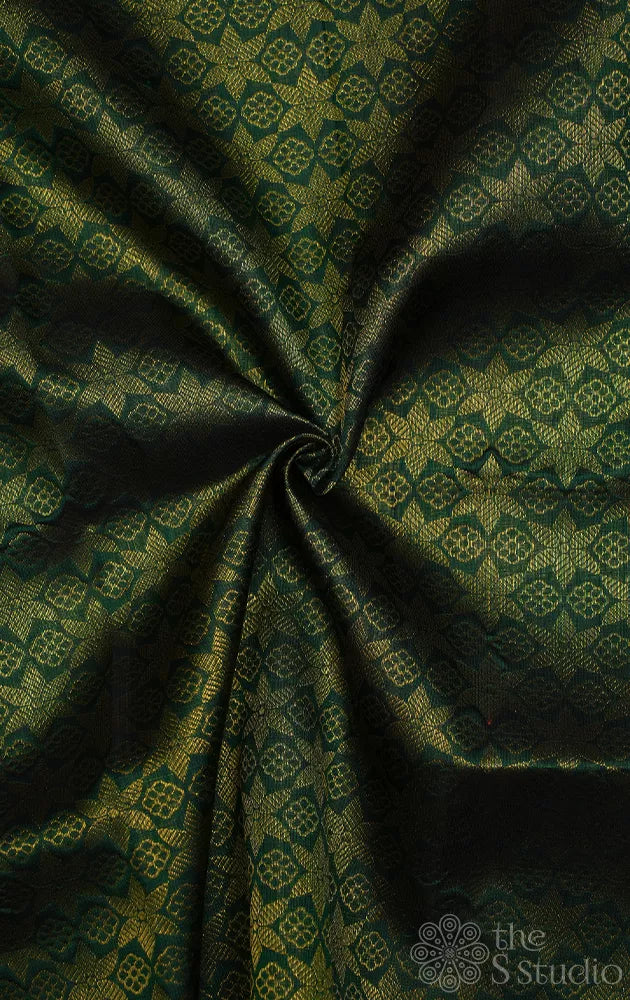 Green kanchi silk brocade blouse material