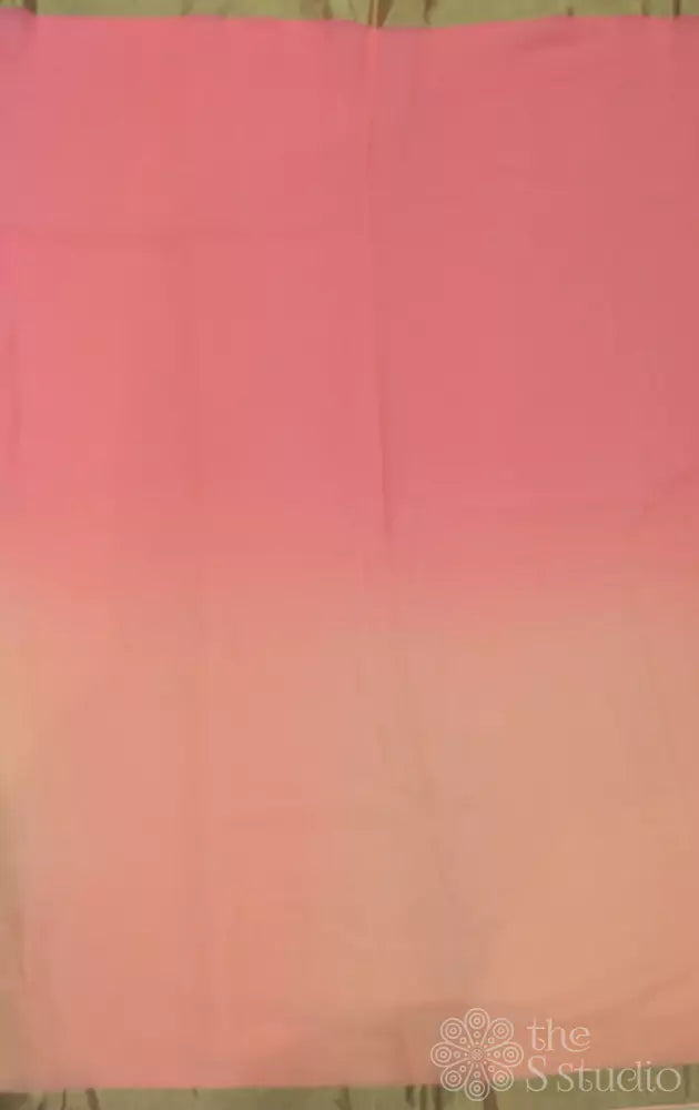 Pink and peach chiffon saree with golden border