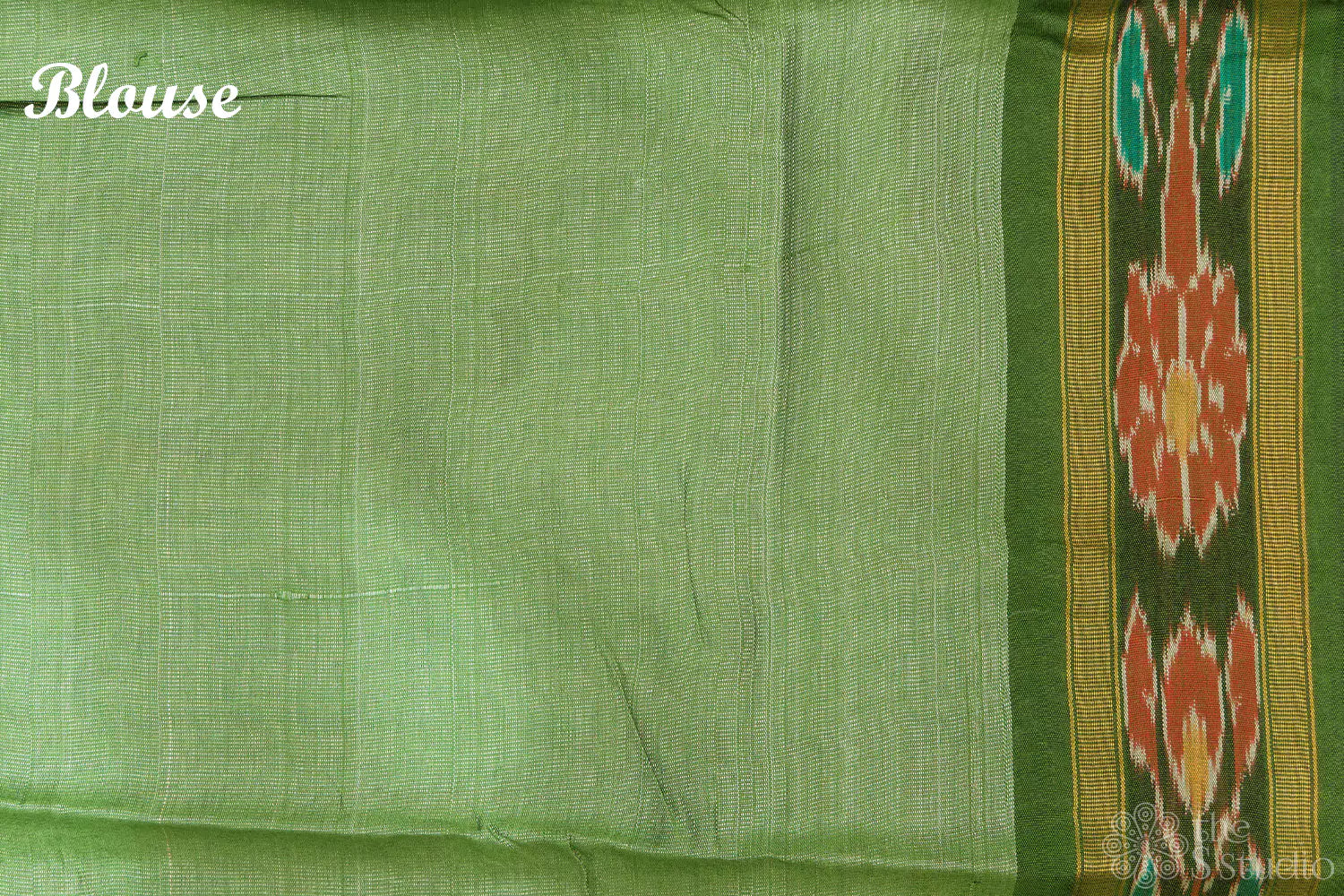 Grey hand painted tussar silk saree with green vidarbha border