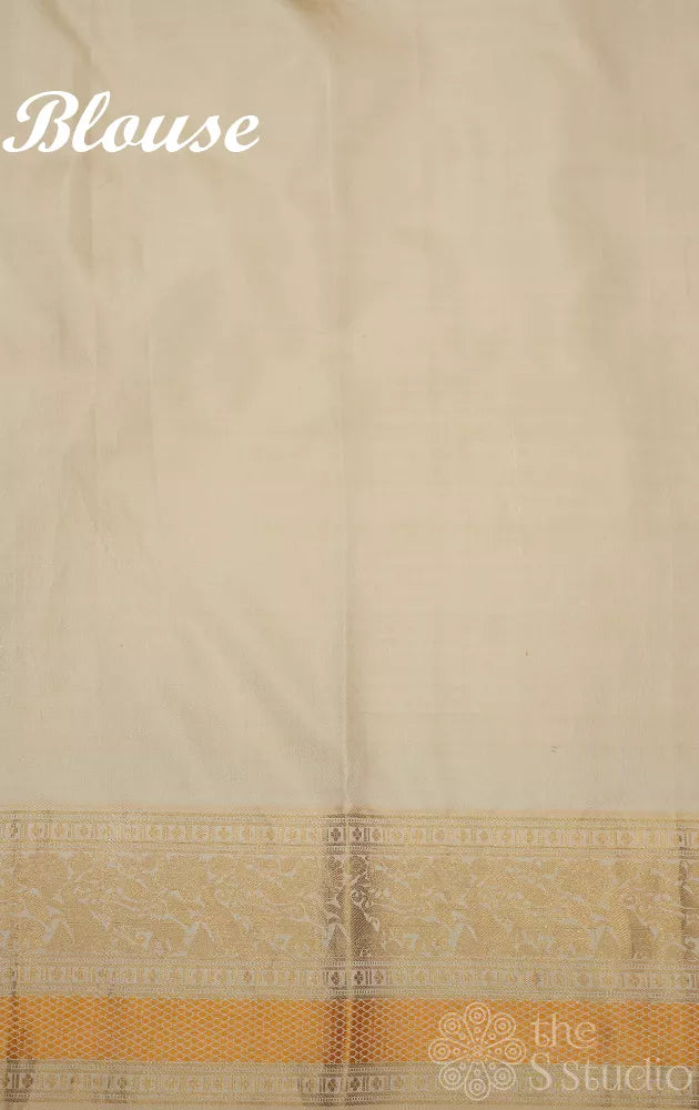 Burgundy colour kanjeevaram silk saree with hand painting