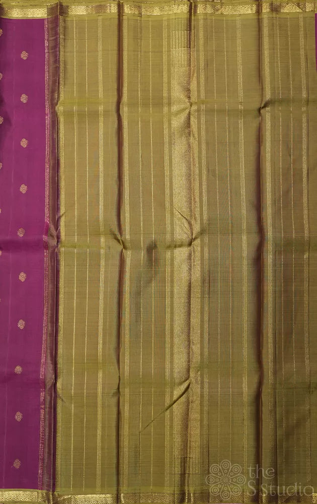 Burgundy colour kanjivaram silk saree with small border