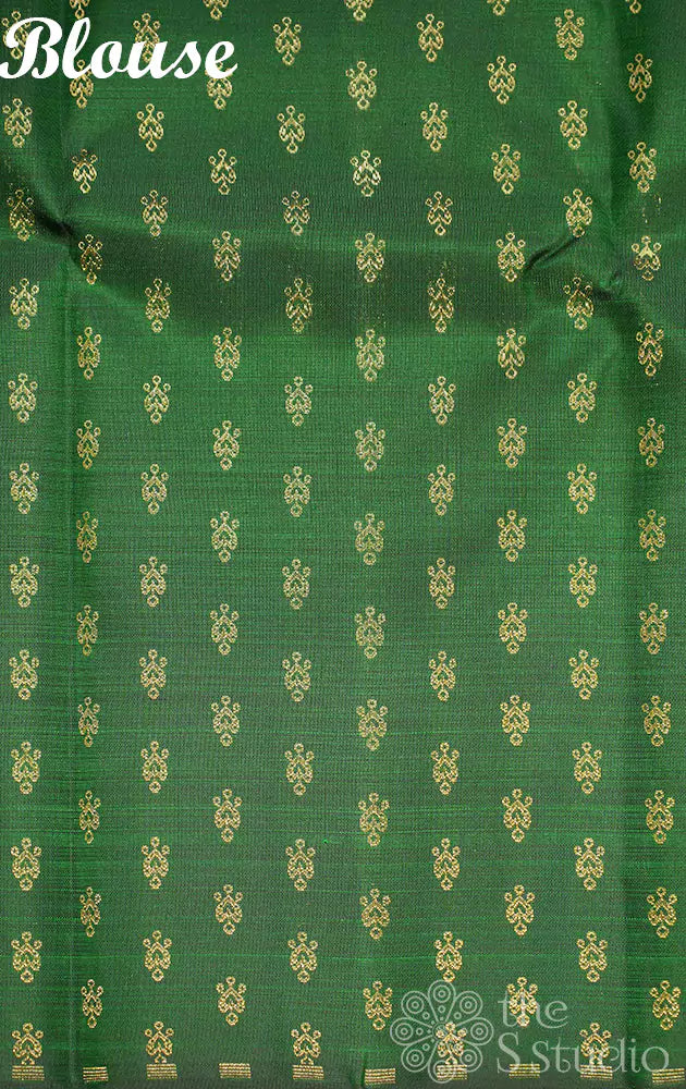 Rani pink with bottle green partly pallu kanchi silk saree