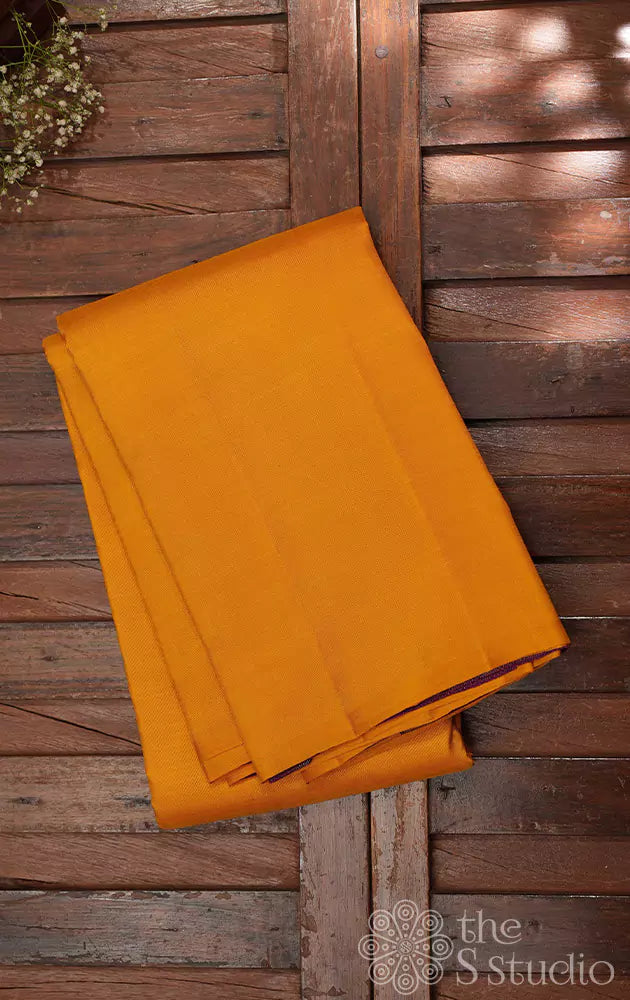 Yellow and magenta partly pallu kanchi silk saree