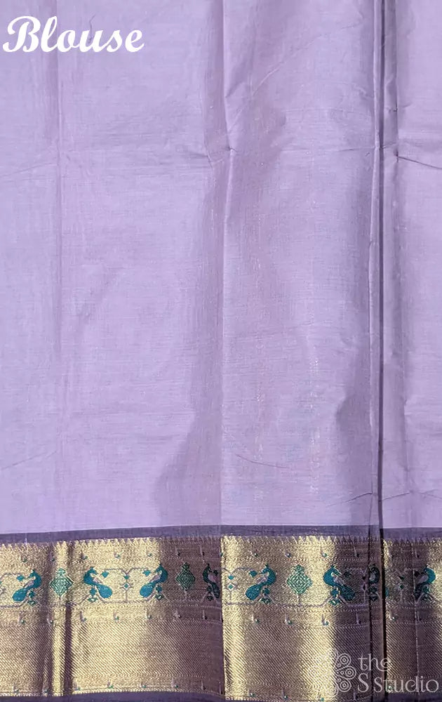 Onion Pink kanchi cotton saree with brown paithani style border