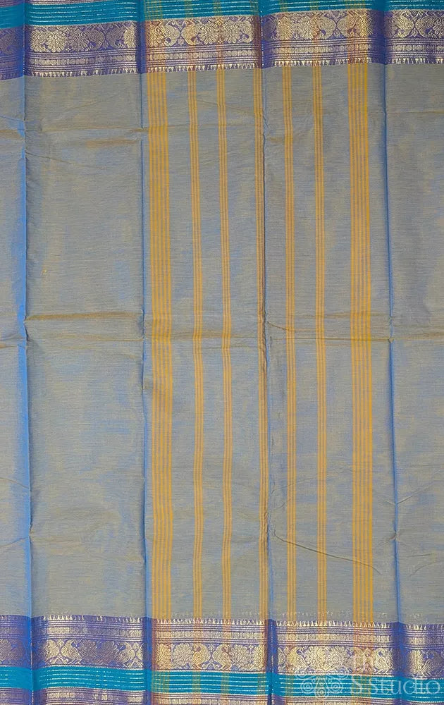 Grey kanchi cotton saree with zari border