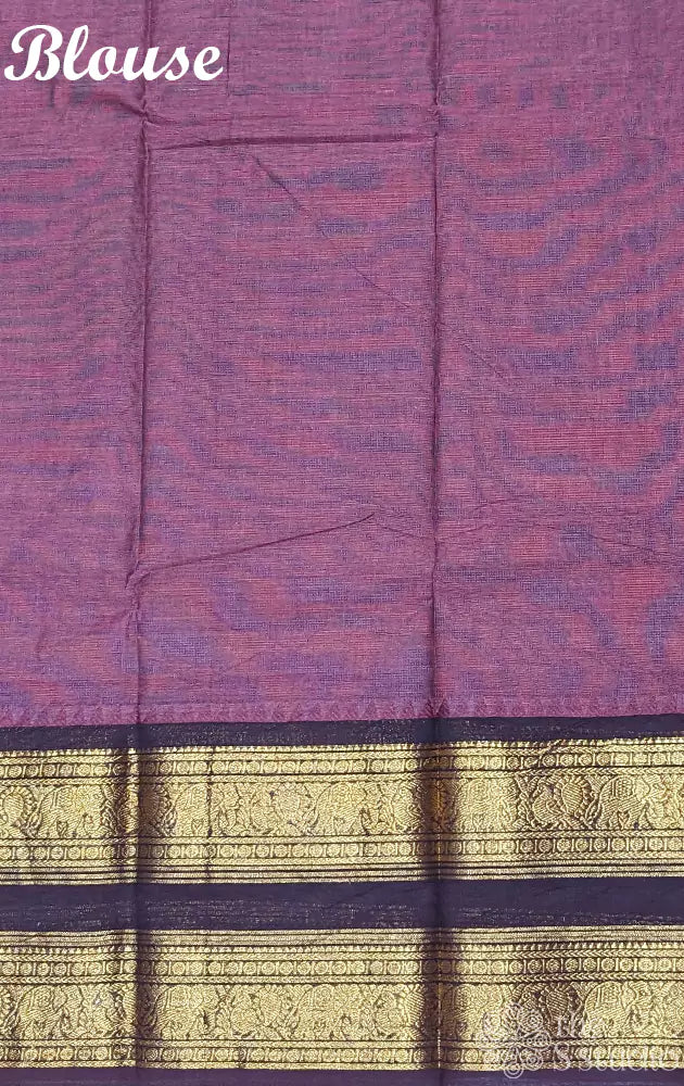 Pinkish brown kanchi cotton saree adorned with brown zari border