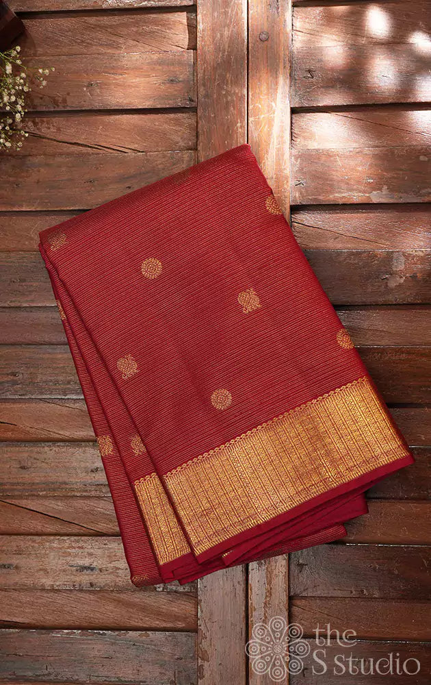 Maroon vaira oosi kanchipuram silk saree with buttas