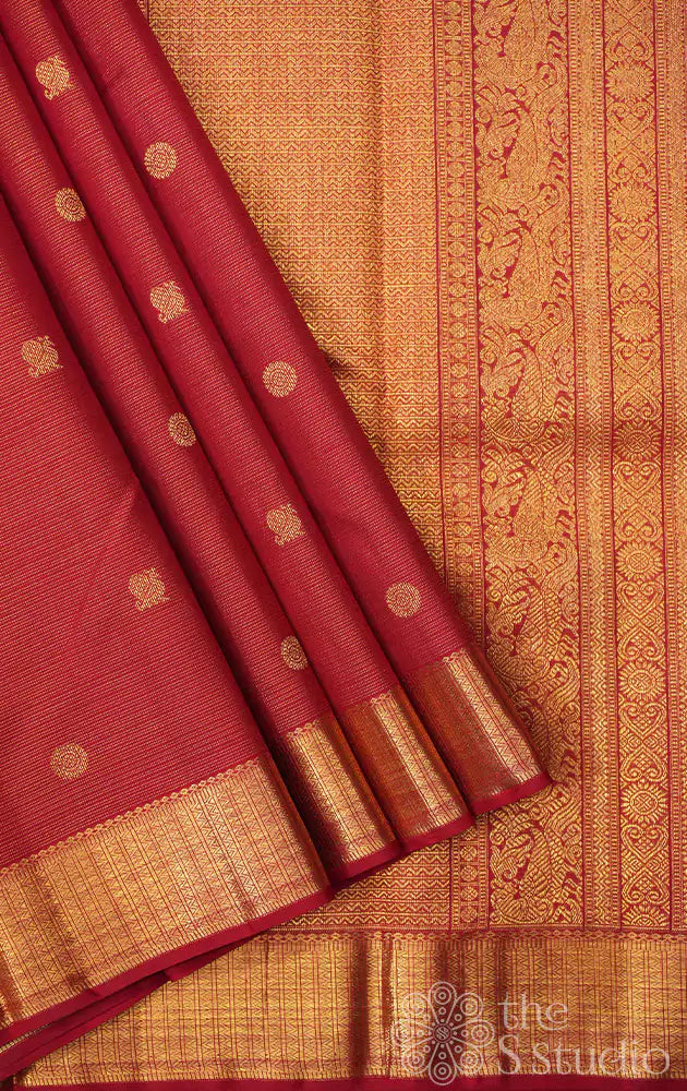 Maroon vaira oosi kanchipuram silk saree with buttas
