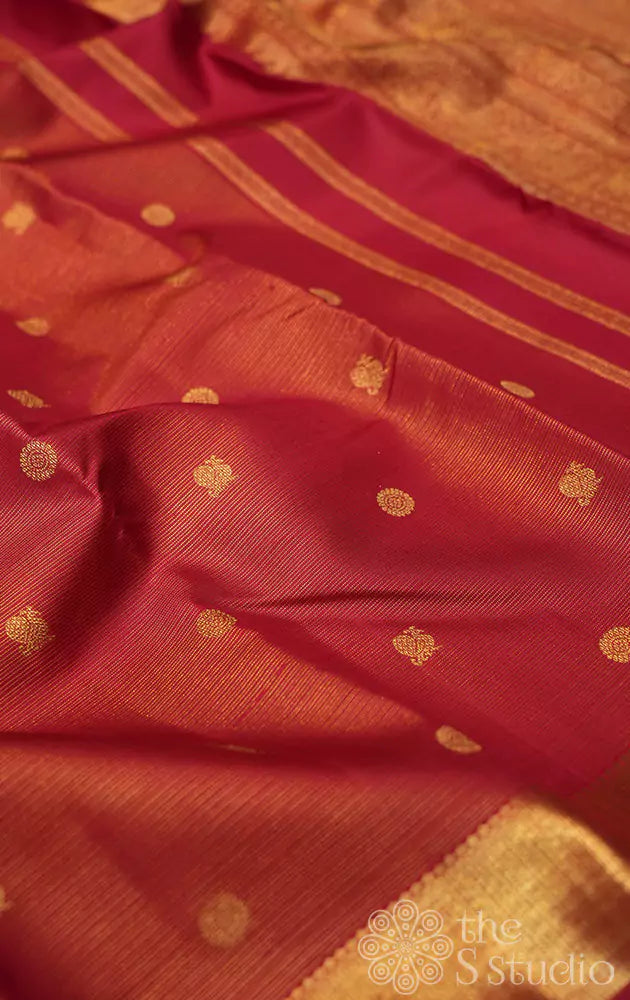 Maroon vaira oosi kanchipuram silk saree with buttas