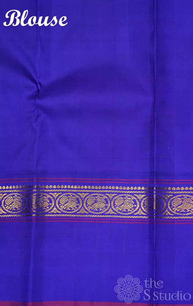 Sea green kanjivaram silk saree with royal blue border