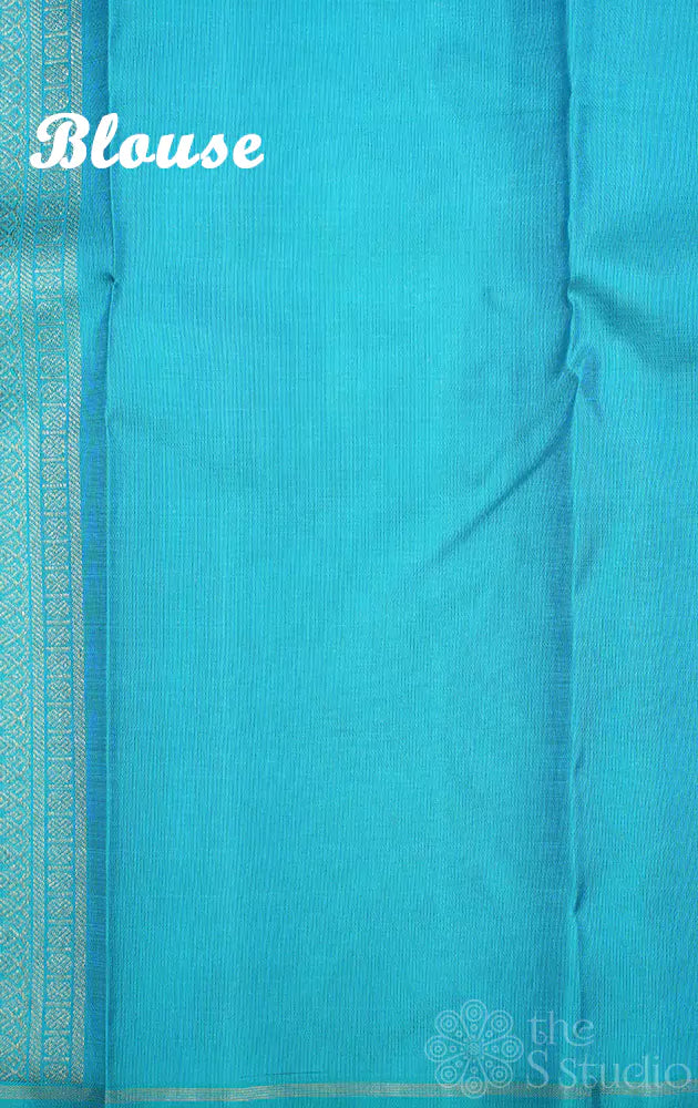 Dark magenta kanchi silk saree with buttas