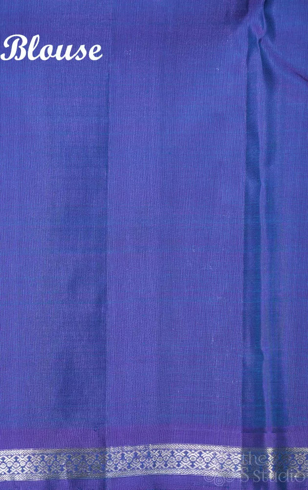 Powder blue kanjivaram silk saree with small lavender border