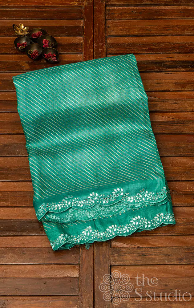 Sea Green outlet Pearl Scallop Border Saree