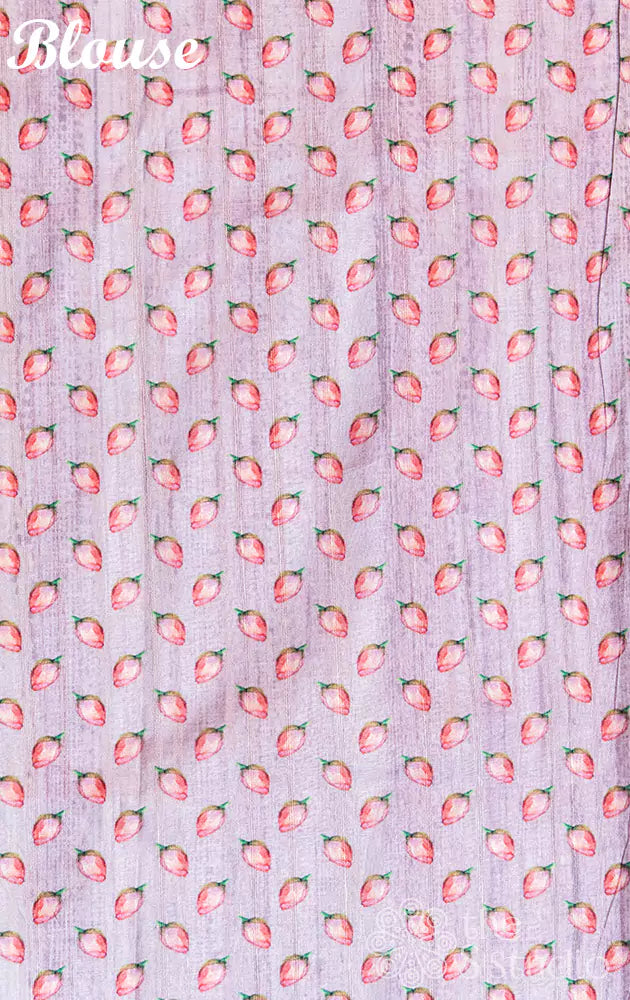 Lavender semi tussar saree with contrast border