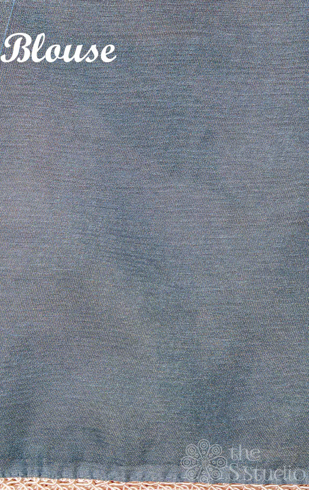 Lavender tissue saree with blue edges