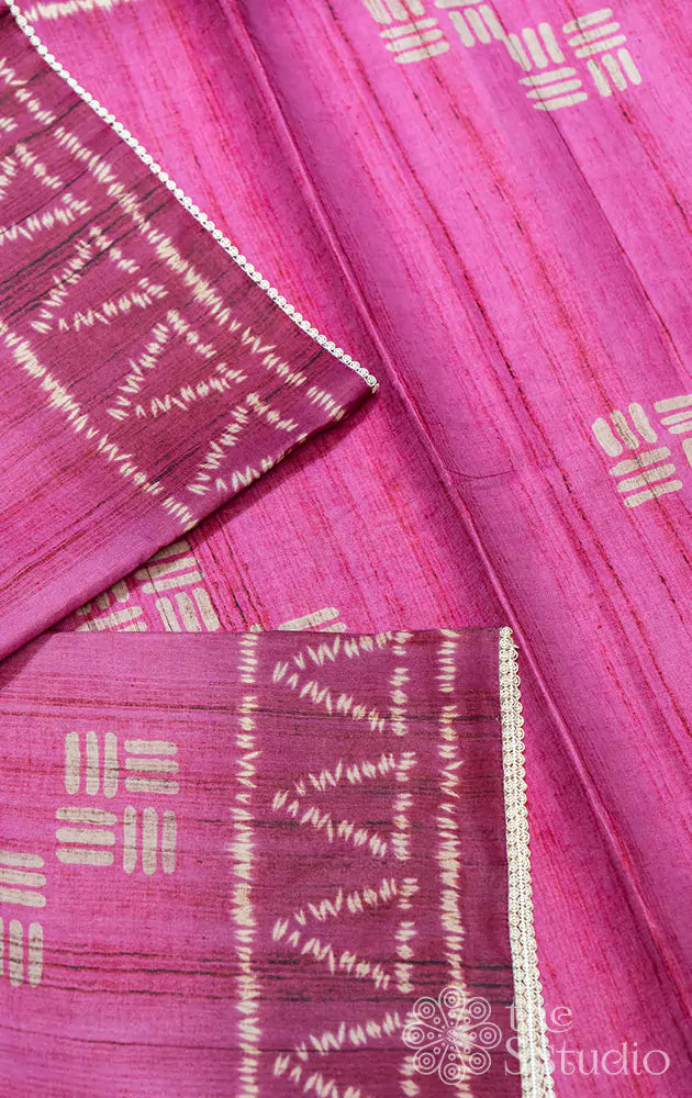 Magenta semi silk with embroidered pallu