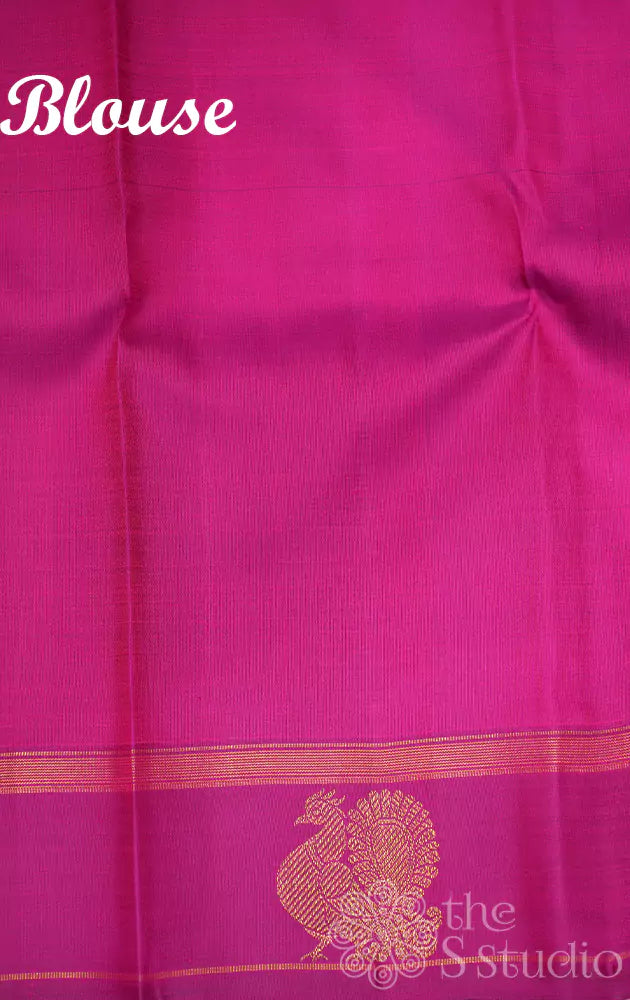 Magenta thread lines kanchi silk saree with annam border